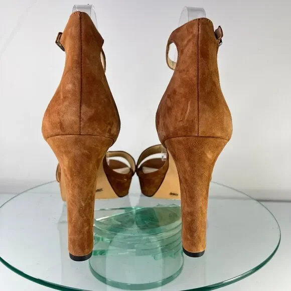 Vince Camuto Sathina Platform Heel Sandal 11 M Brown Suede Ankle strap dance - Picture 5 of 9